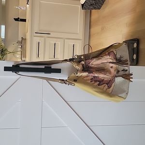 MYRA BAG Aztec COW HIDE FUR Canvas LEATHER Drawstring WESTERN Bag PURSE